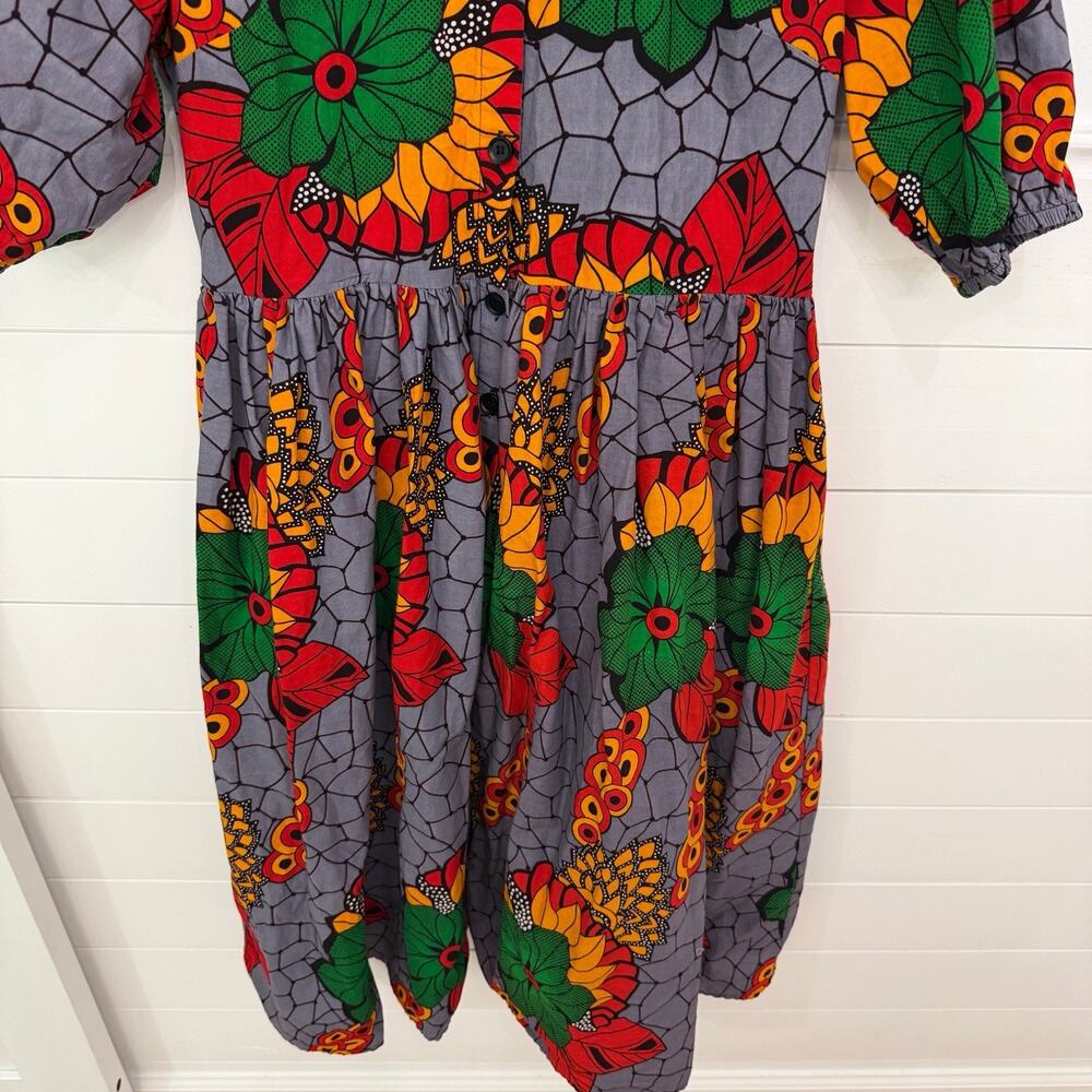 Women’s Mae Otti Colorful African Print Button Up Dress Size L - Picture 4 of 7